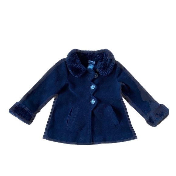 Cynthia Rowley Baby Girls Black Coat w/Faux Fur 2T - Picture 1 of 4